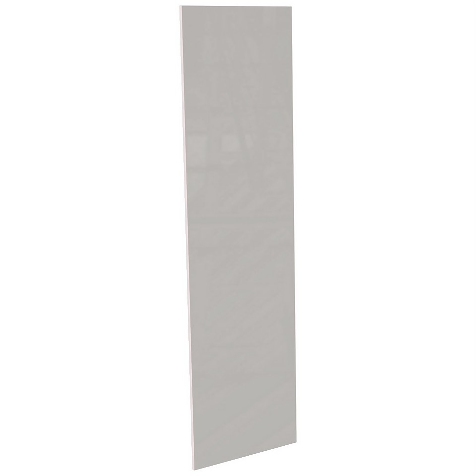 High Gloss/Modern Slab/Handleless Kitchen Clad on Tower Panel (H)2140 x (W)591mm - Gloss Grey