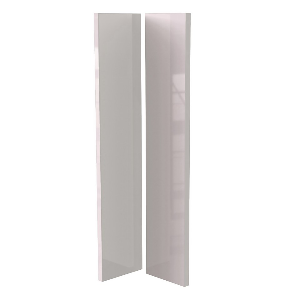 High Gloss/Modern Slab/Handleless Kitchen Adjustable Corner Post and Filler (H)716 x (W)147mm - Gloss Grey