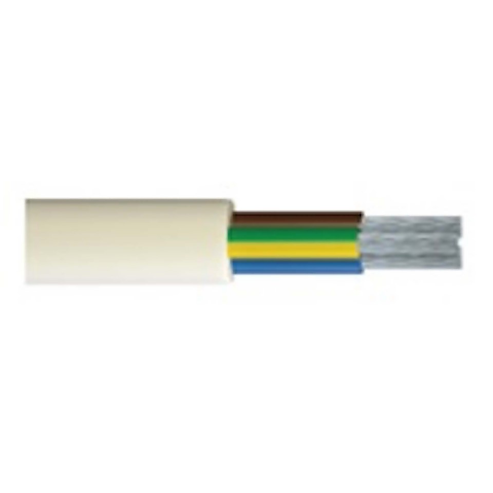 Pitacs 1.5mm 3 Core Butyl Heat Resistant Flexible Cable 5m White 3183TQ