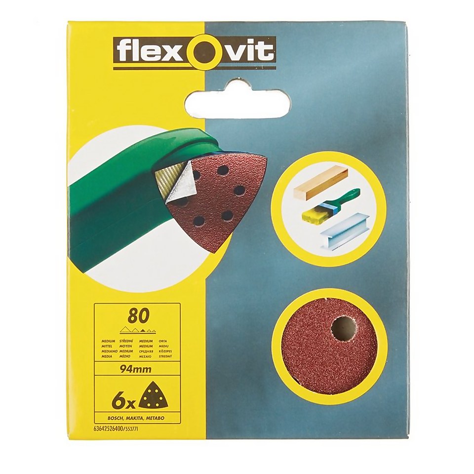 Flexovit PTA Sanding Sheet Corner Triangle - 94mm - 80 Grit