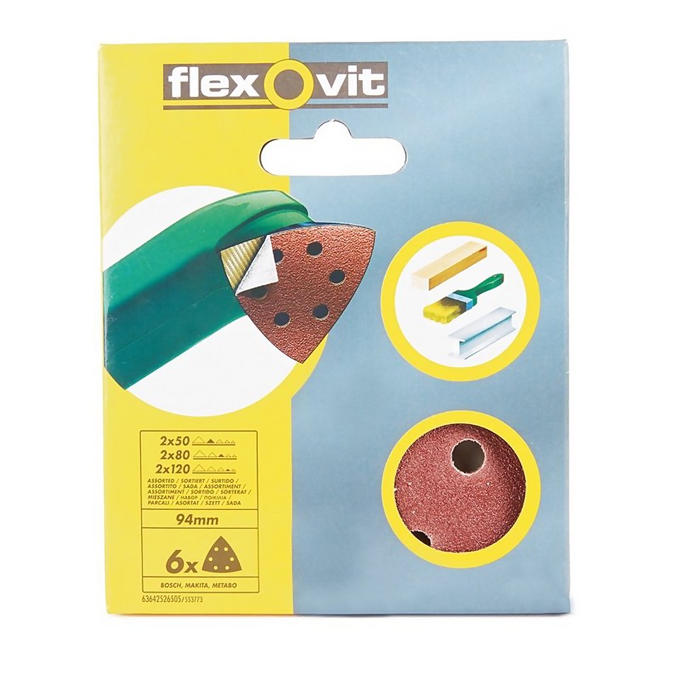 Flexovit PTA Sanding Sheet Corner Triangle - 94mm - Assorted Grit
