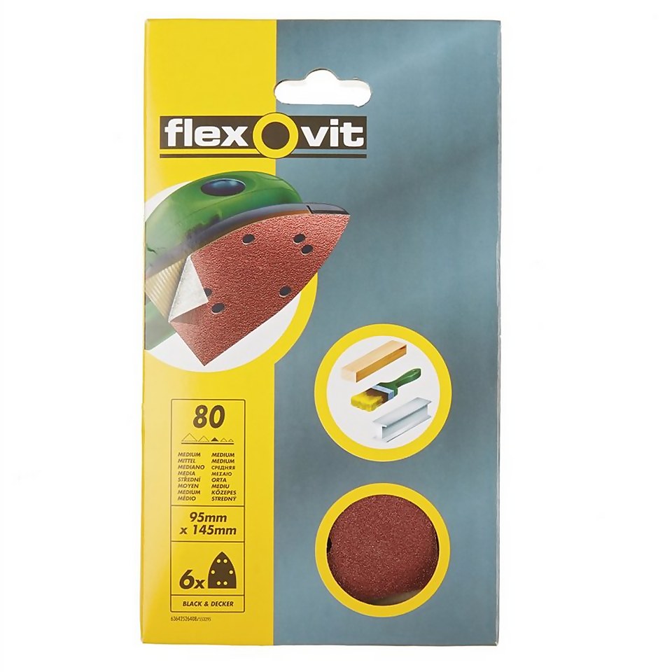 Flexovit PTA Corner Sanding Sheet - 95 x 145mm - 80 Grit