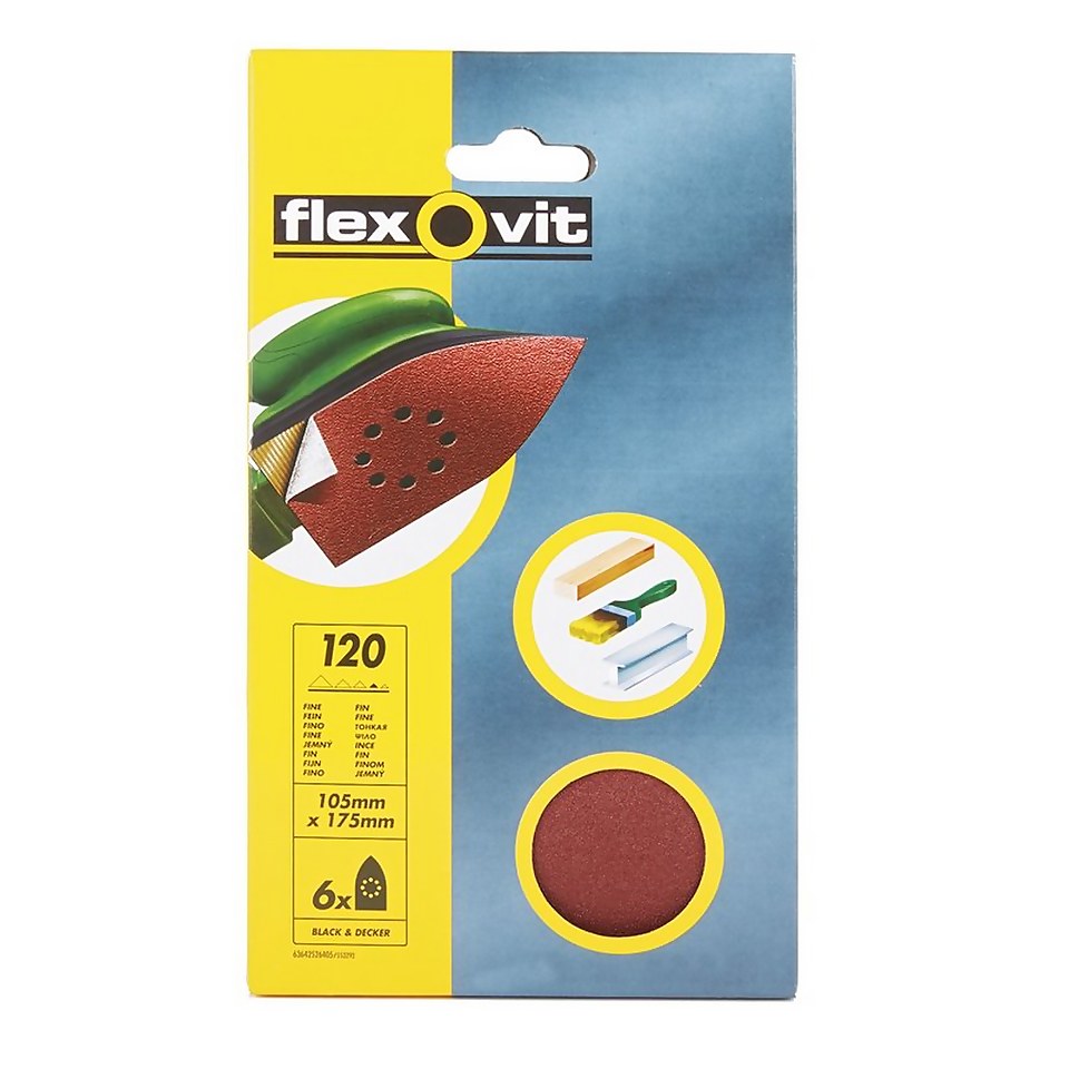 Flexovit PTA Corner Sanding Sheet - 105 x 175mm - 120 Grit