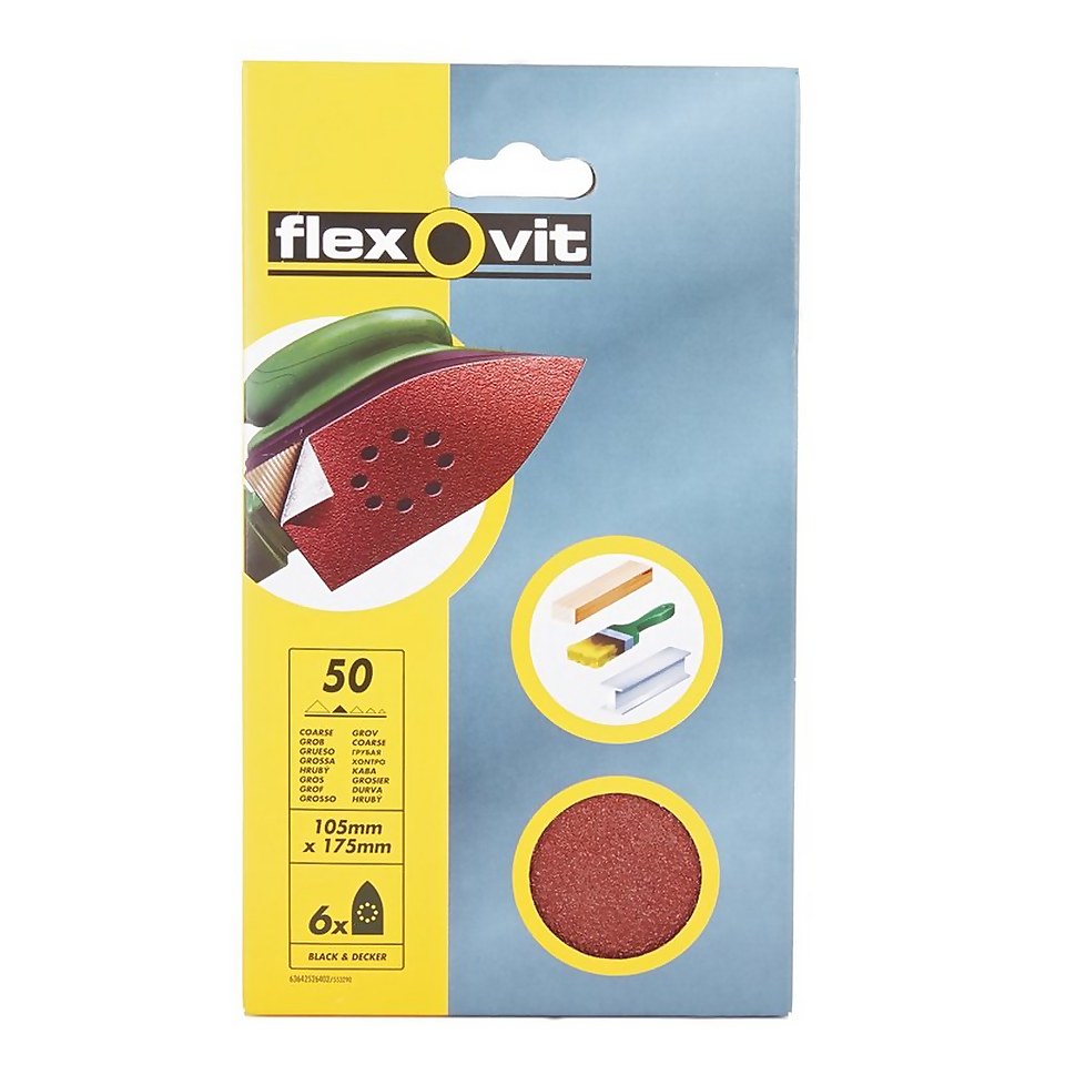 Flexovit PTA Corner Sanding Sheet - 105 x 175mm - 50 Grit