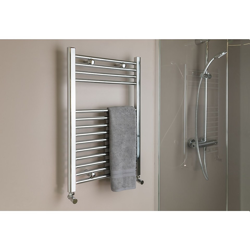 QualRad Straight Heated Towel Rail 750mm x 600mm Chrome Homebase