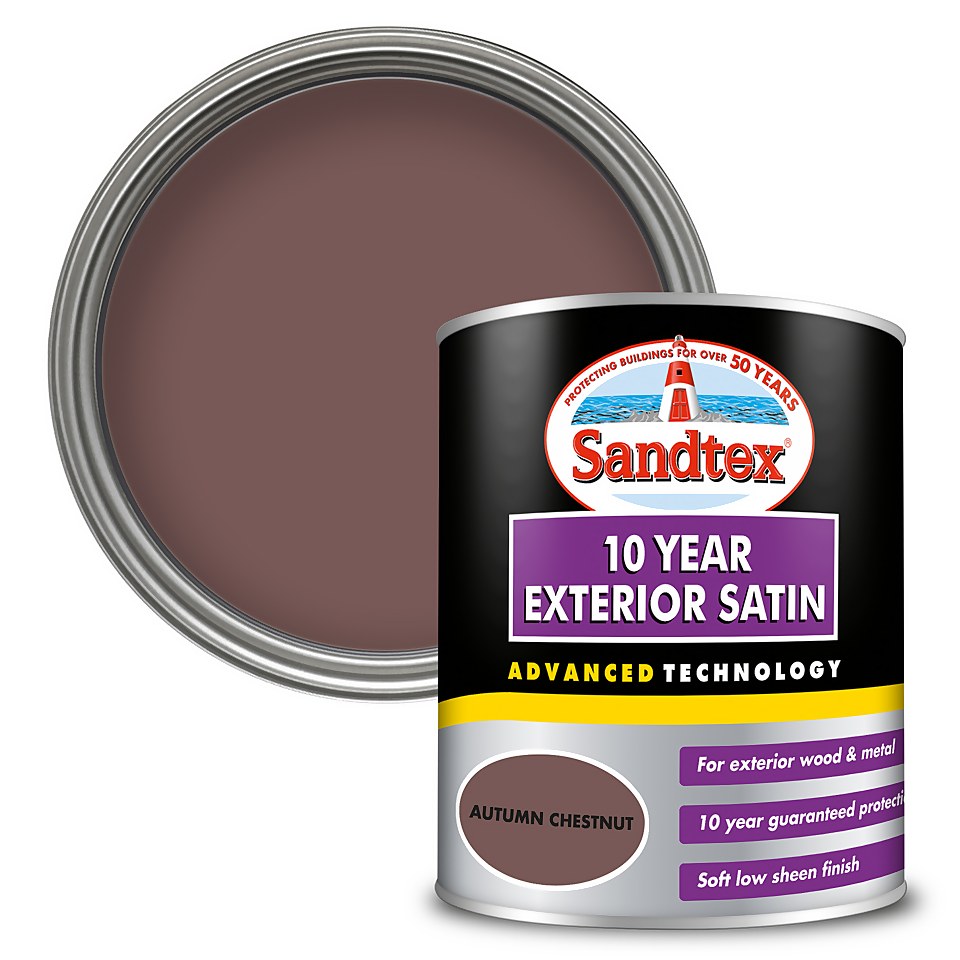 Sandtex Exterior 10 Year Satin Paint Autumn Chestnut - 750ml