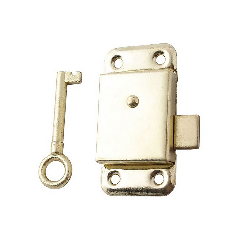 Cupboard Lock - Brass Plate - 50mm