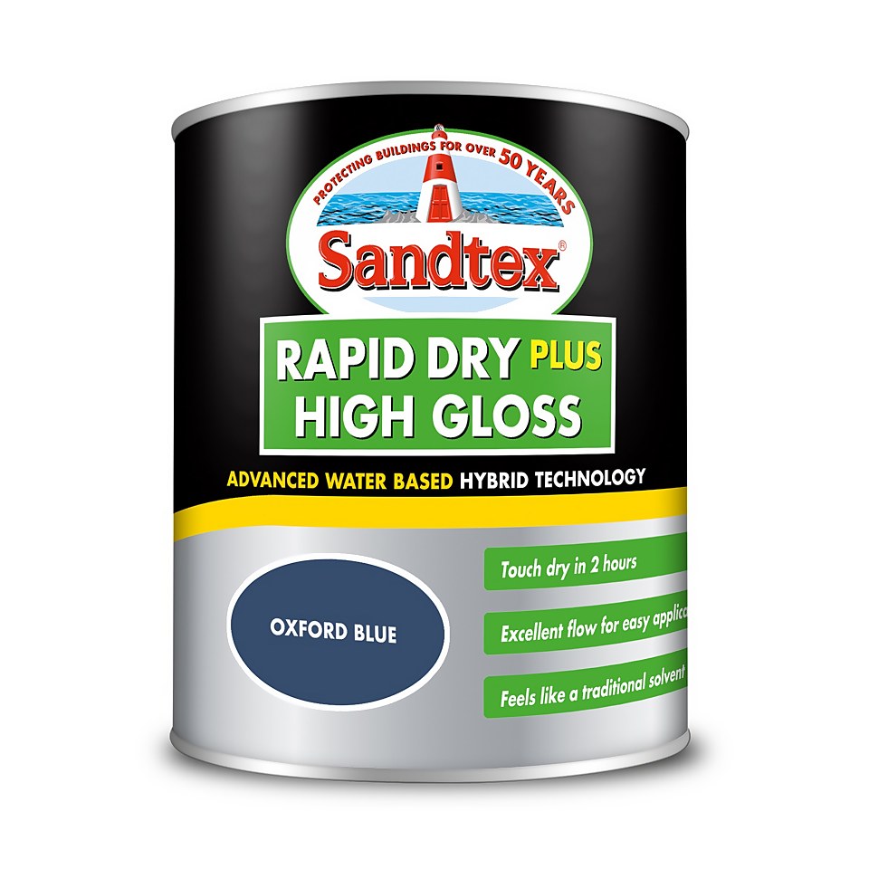 Sandtex Rapid Dry Gloss Paint Oxford Blue - 750ml