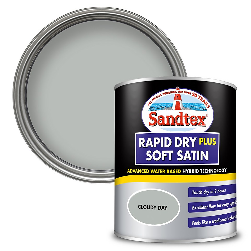 Sandtex Rapid Dry Satin Paint Cloudy Day - 750ml