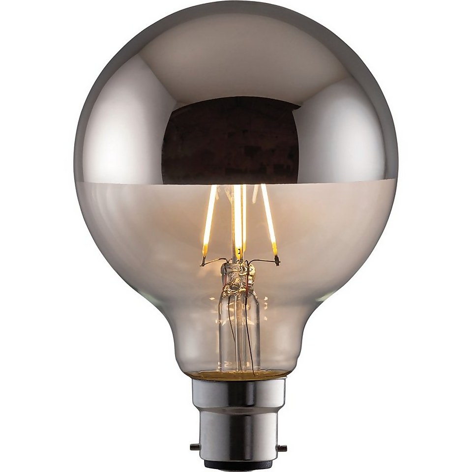TCP LED Filament Globe Crown 4W B22 Light Bulb - Silver