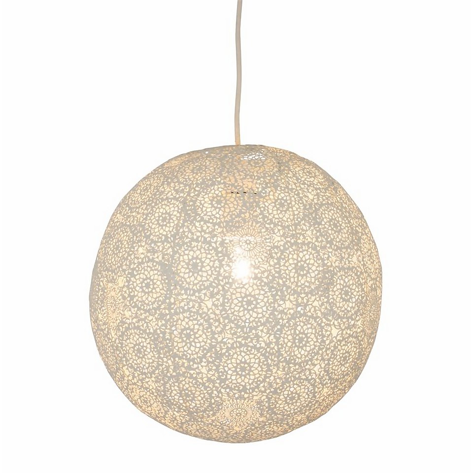 Lacey Metal Easy Fit Pendant Light Shade - Cream