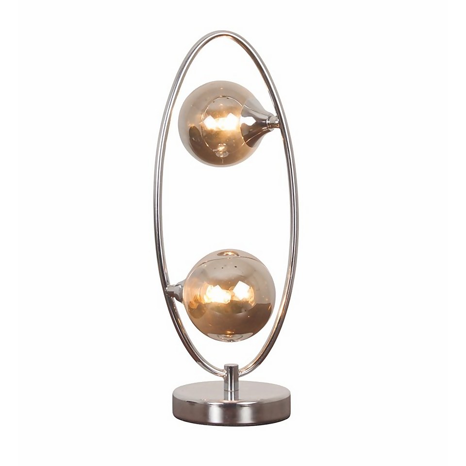 Carrie Oval Table Lamp - Chrome and Smoke Glass