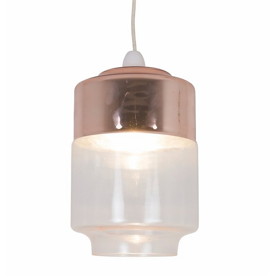 Johnson Easy Fit Pendant Light Shade - Copper and Glass