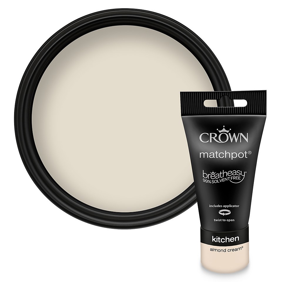 Crown Breatheasy Kitchen Matt Emulsion Paint Almond Cream -  40ml