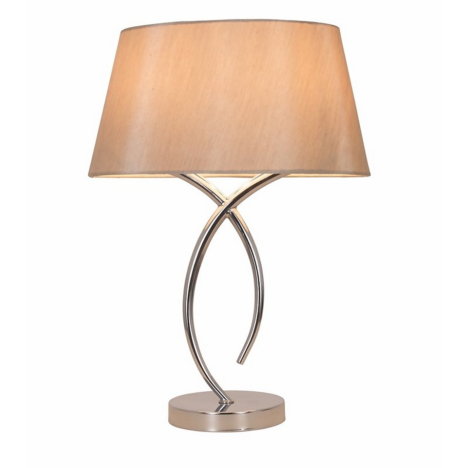 Amira 2 Light Sculptured Table Lamp - Chrome and Ivory