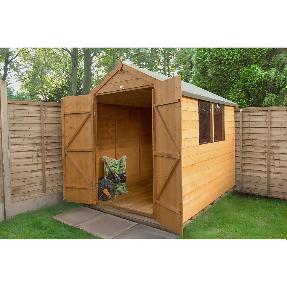 8x6ft Forest Garden Shiplap Dip Treated Apex Wooden Shed