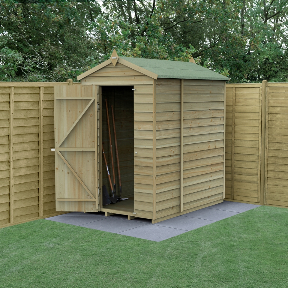 Forest Garden 4LIFE Apex Shed 4 x 6ft - Single Door No Window (Including Installation)