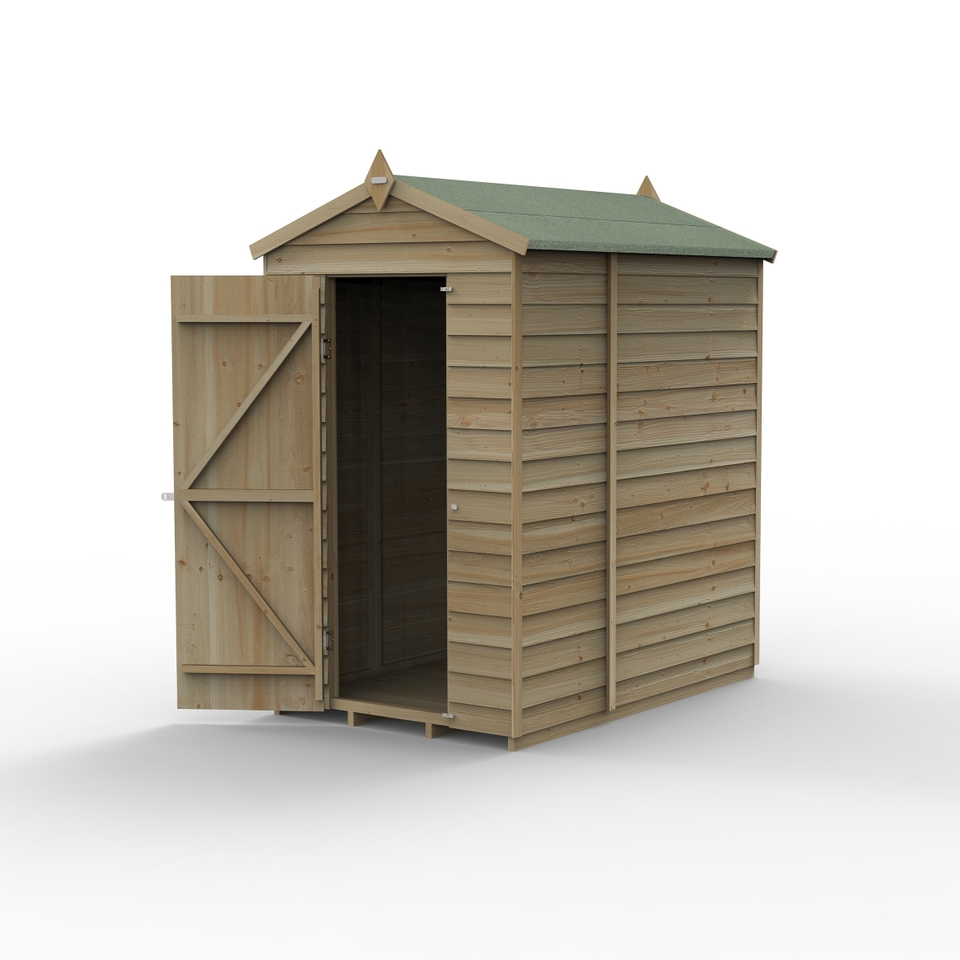 Forest Garden 4LIFE Apex Shed 4 x 6ft - Single Door No Window (Including Installation)