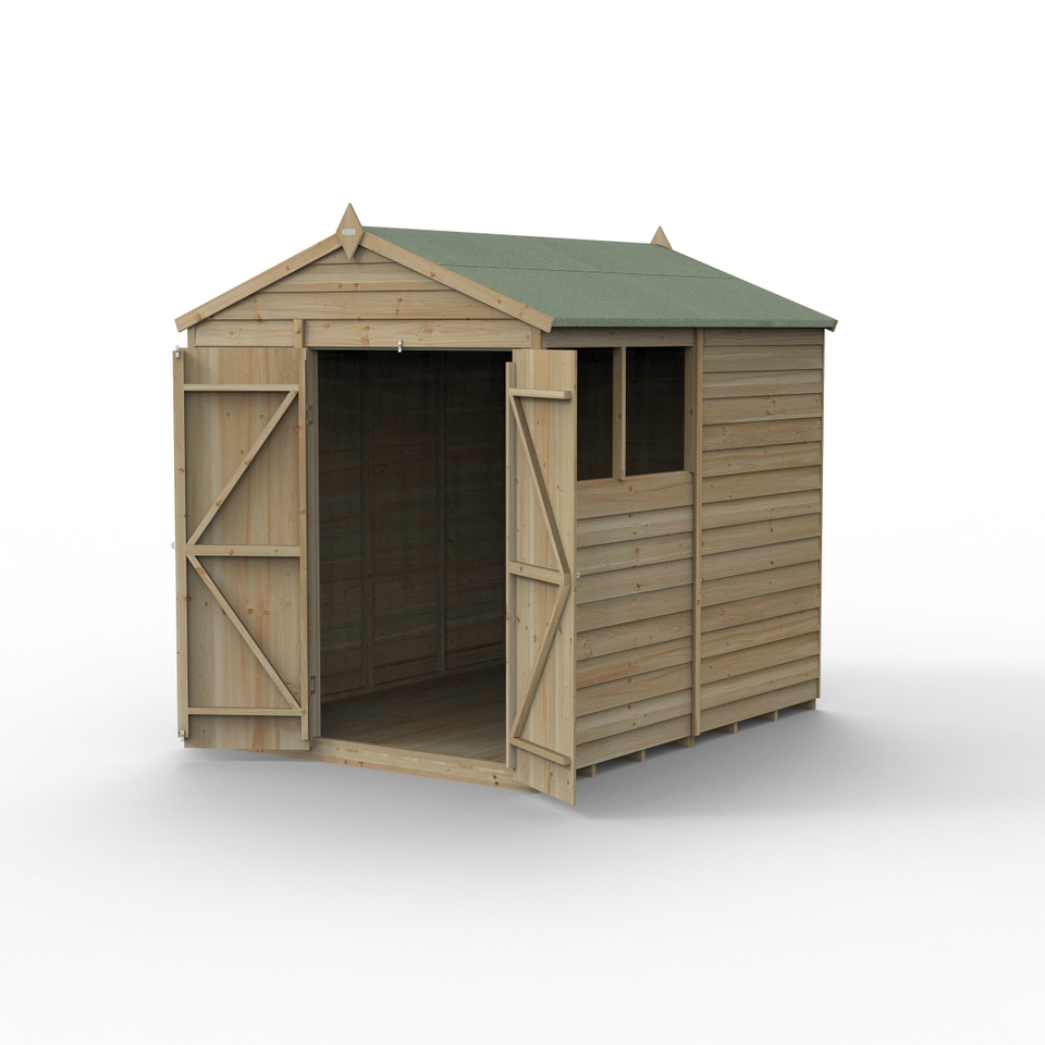 Forest Garden 4LIFE Apex Shed 6 x 8ft - Double Door 2 Window (Including Installation)