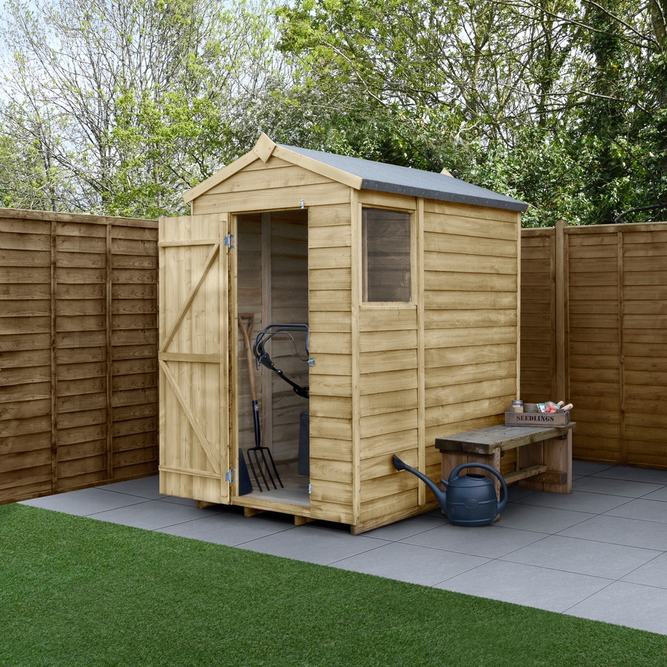 Forest Garden 4LIFE Apex Shed 4 x 6ft - Single Door 1 Window (Including Installation)