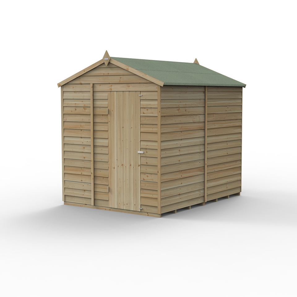 Forest Garden 4LIFE Apex Shed 6 x 8ft - Single Door No Window (Including Installation)