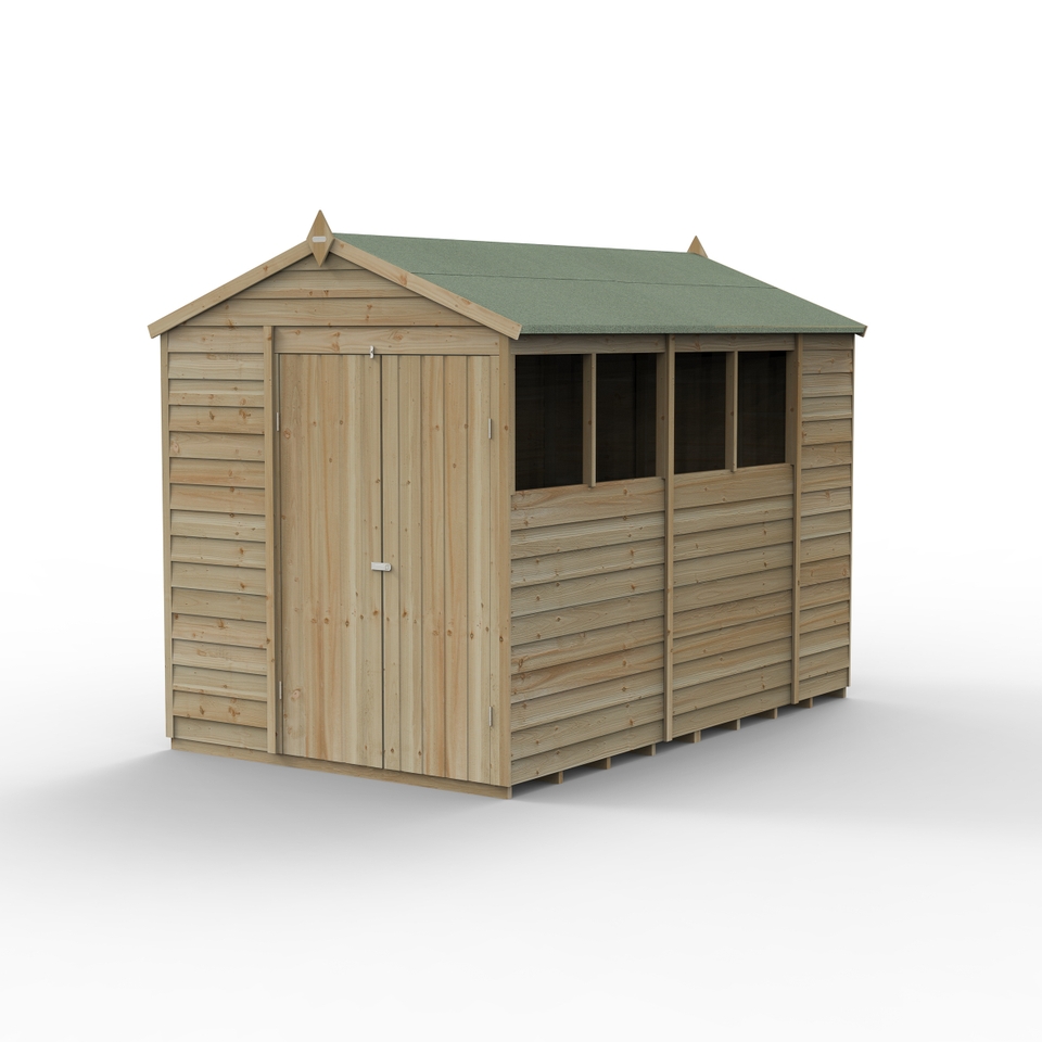 Forest Garden 4LIFE Apex Shed 6 x 10ft - Double Door 4 Window (Including Installation)