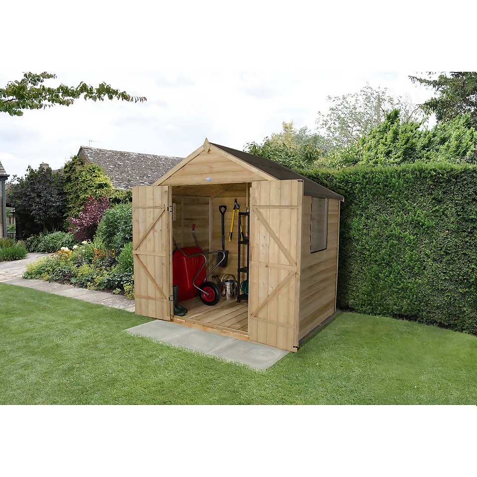 7x5ft Forest Wooden Overlap Pressure Treated Apex Shed -incl. Installation
