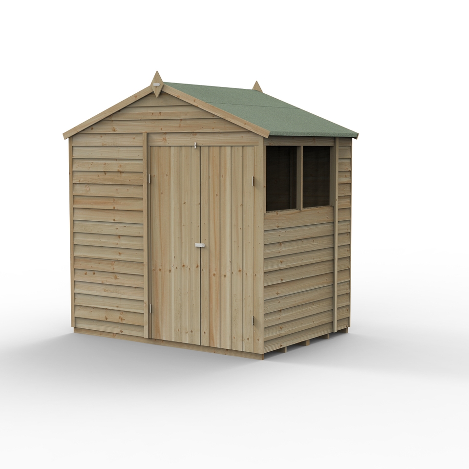 Forest Garden 4LIFE Apex Shed 7 x 5ft - Double Door 2 Window (Including Installation)