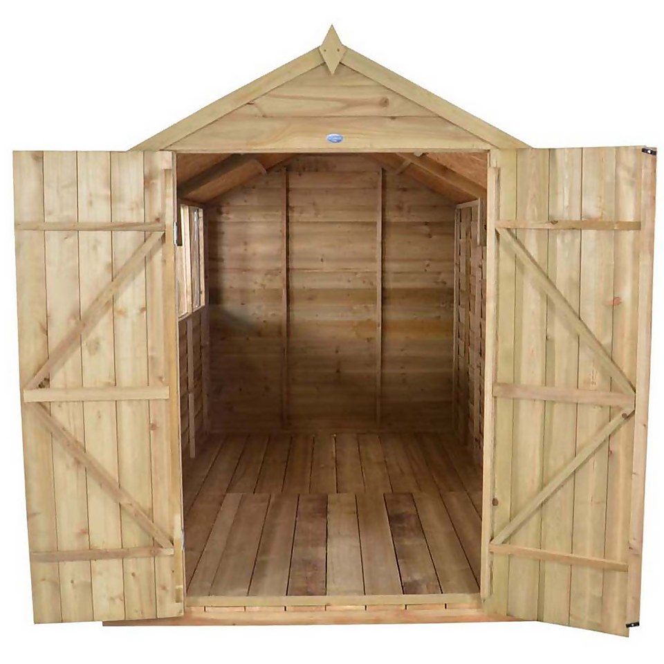 10x8ft Forest Wooden Overlap Pressure Treated Apex Shed -incl. Installation