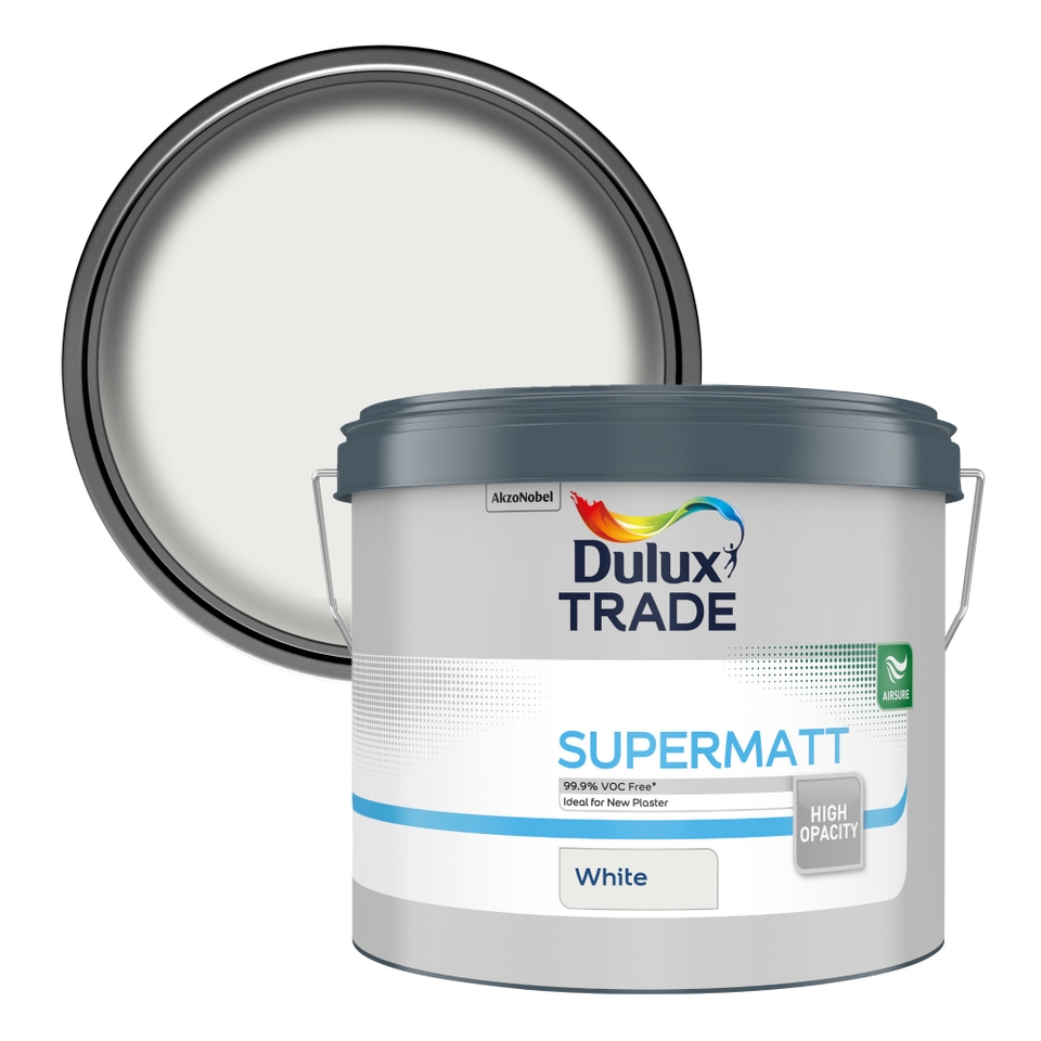Dulux Trade Supermatt Emulsion Paint White 10L Homebase