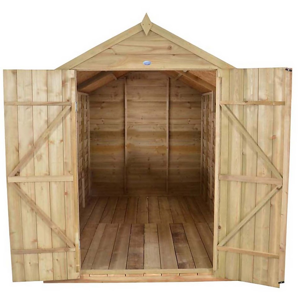 10x8ft Forest Wooden Overlap Pressure Treated Apex Shed -incl. Installation