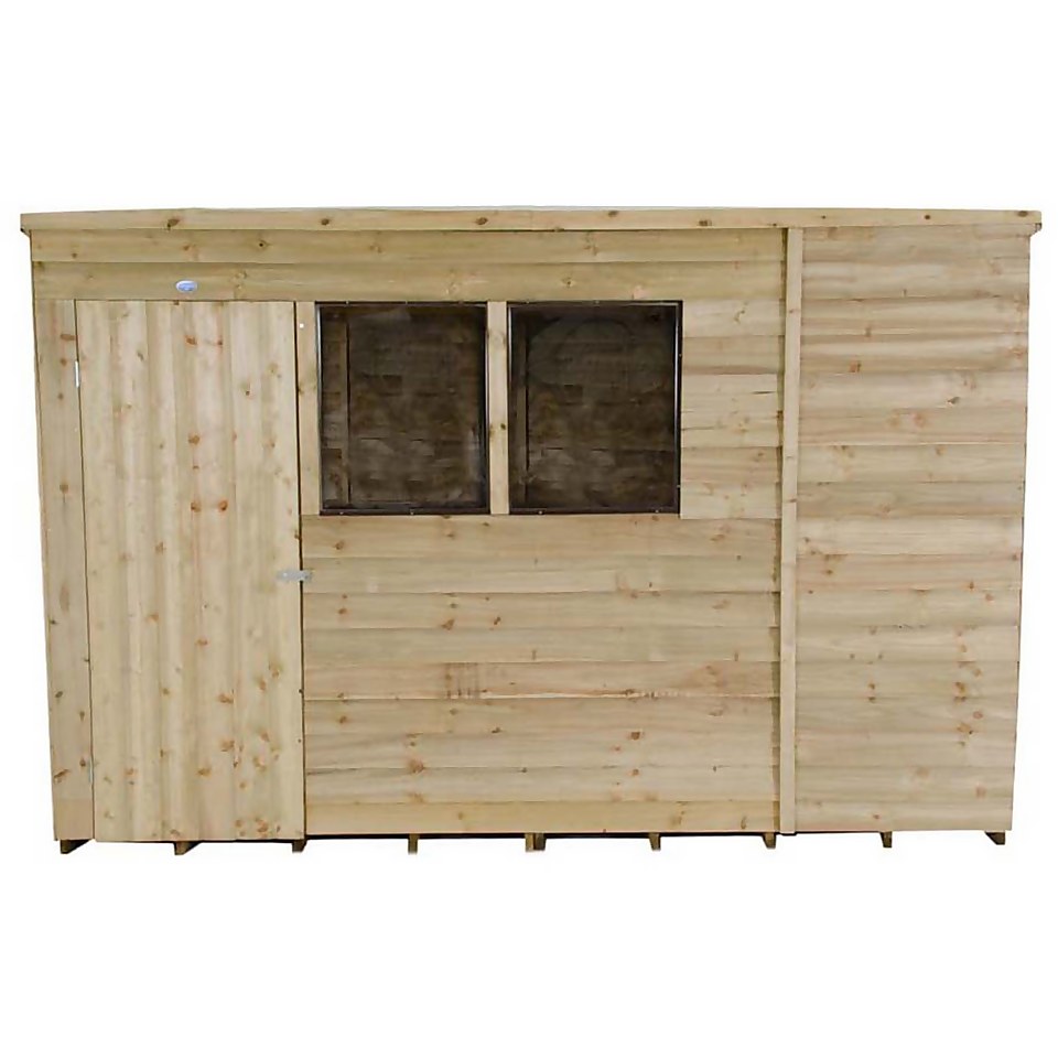 10x6ft Forest Wooden Overlap Pressure Treated Pent Shed -incl. Installation