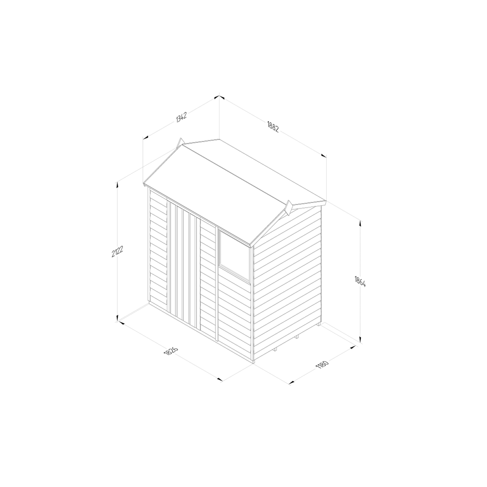Forest Garden 4LIFE Reverse Apex Shed 6 x 4ft - Single Door 1 Window (Including Installation)
