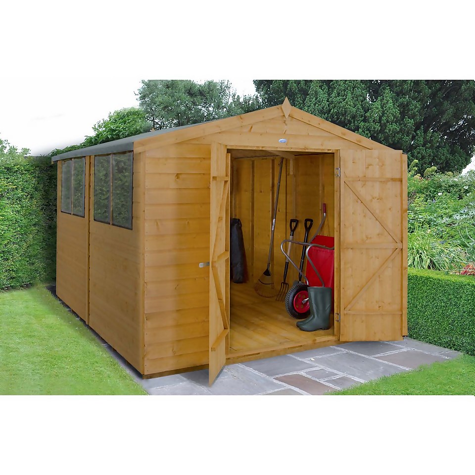 10x8ft Forest Wooden Shiplap Dip Treated Apex Shed -incl. Installation