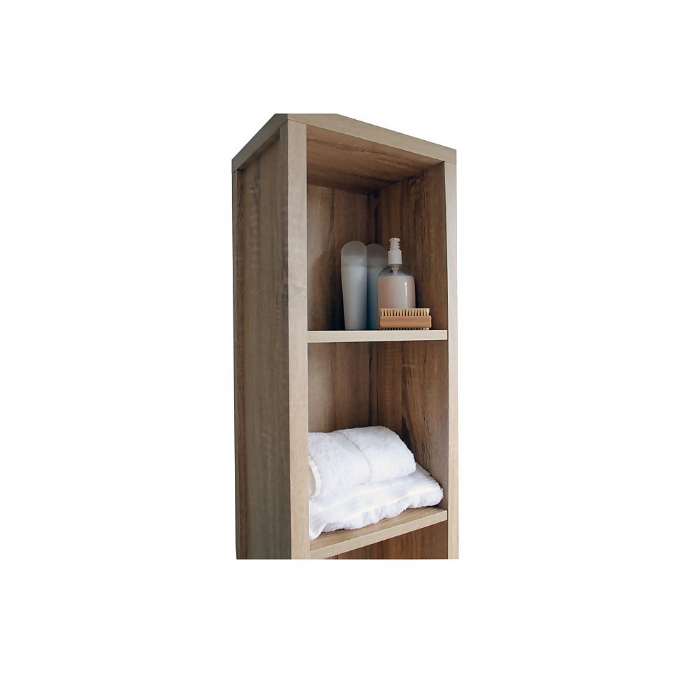 Mondella Skydale Tall Boy Bathroom Cabinet - Slatted Wood Grain