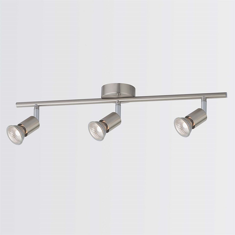 Rochdale 3 Lamp Spotlight Bar - Brushed Stainless Steel