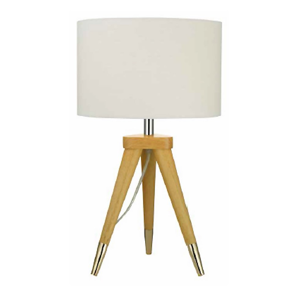 Juke Wooden Tripod Table Lamp - White