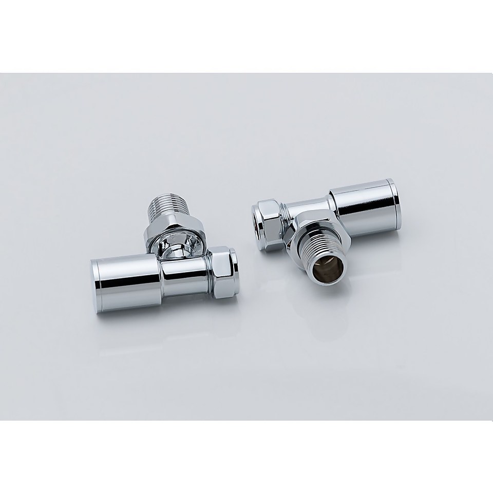 Manual Radiator Valves with Angled Design & Modern Style in Chrome - Pair