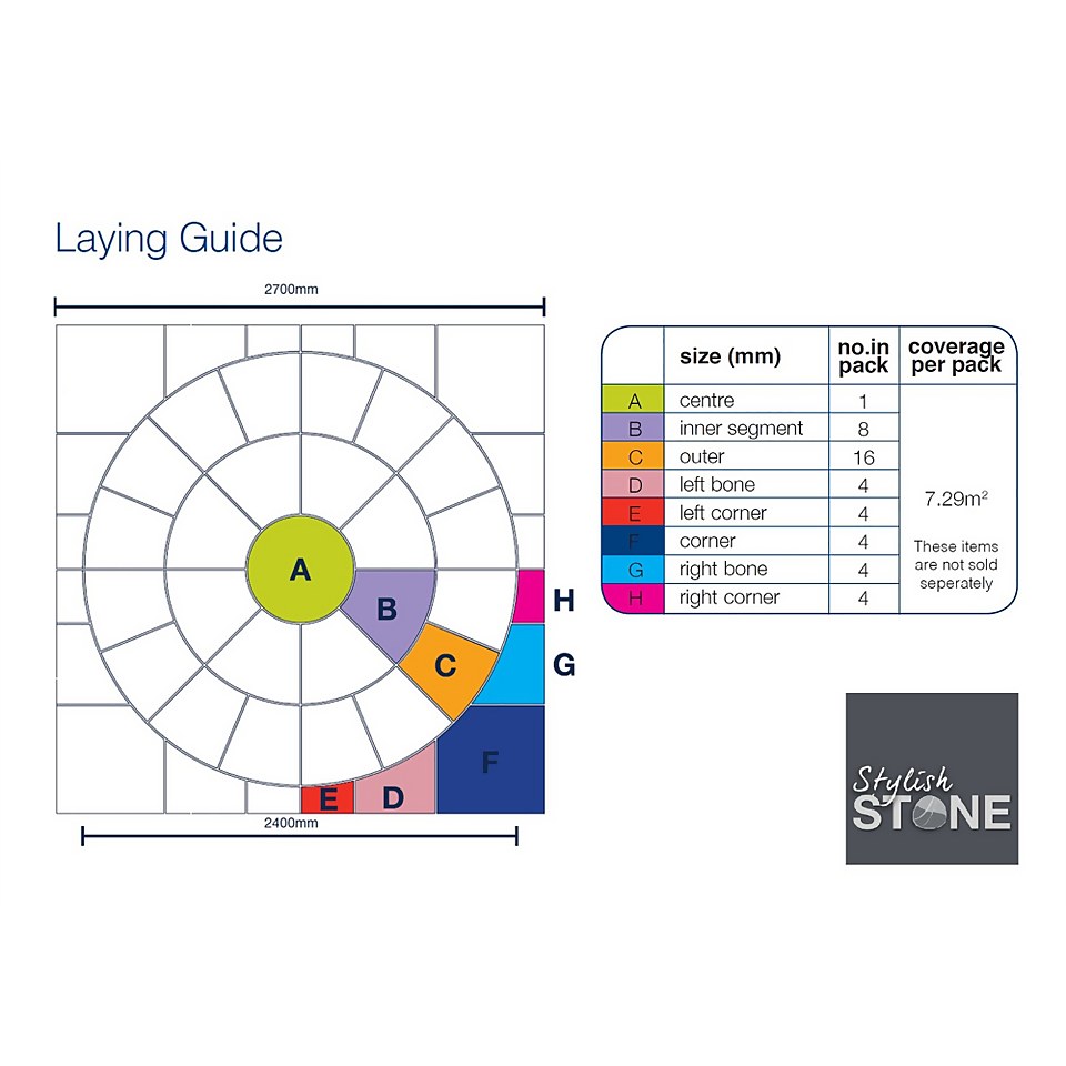 Stylish Stone Chantry Circle Kit 2.4m - Gold