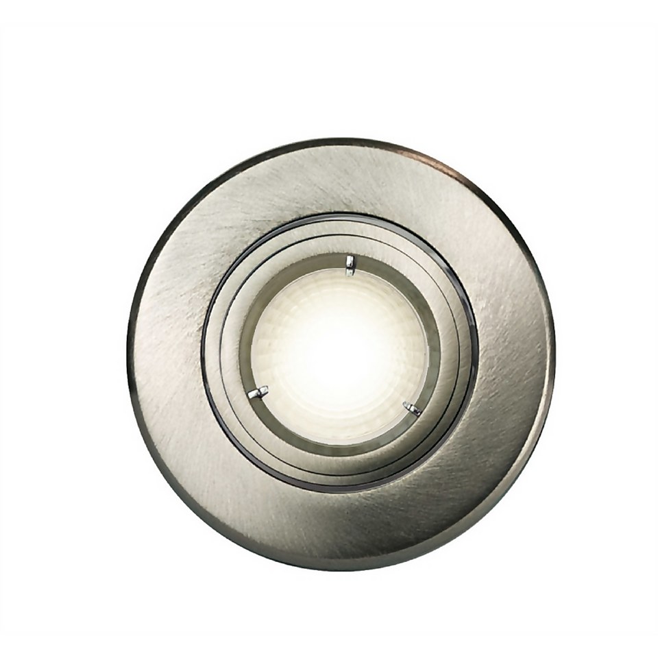 Luceco Lock Ring GU10 IP20 Adjustable Downlight - Brushed Steel