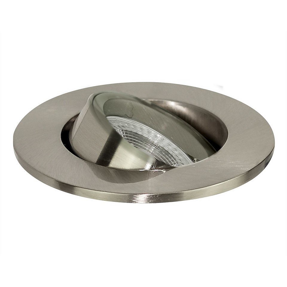 Luceco Lock Ring GU10 IP20 Adjustable Downlight - Brushed Steel