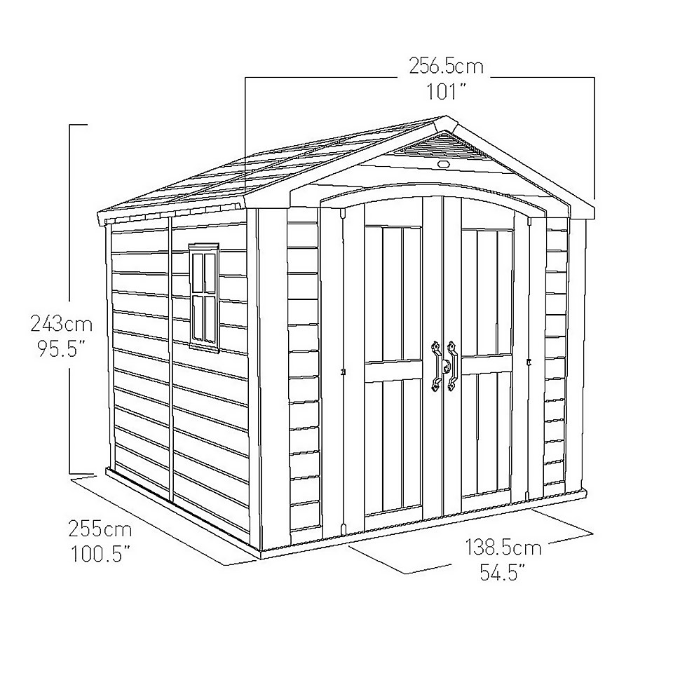 Keter Factor 8 x 8ft Outdoor Garden Apex Storage Shed - Beige/Brown