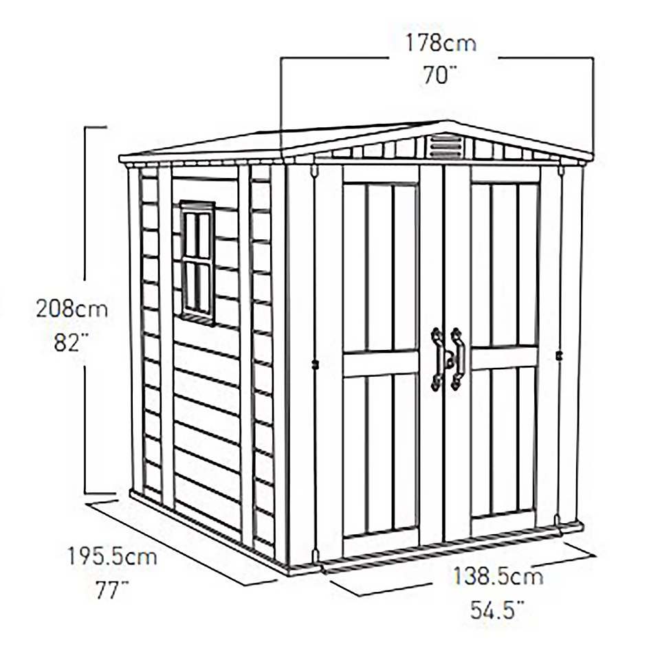 Keter Factor 6 x 6ft Outdoor Garden Apex Storage Shed - Beige/Brown