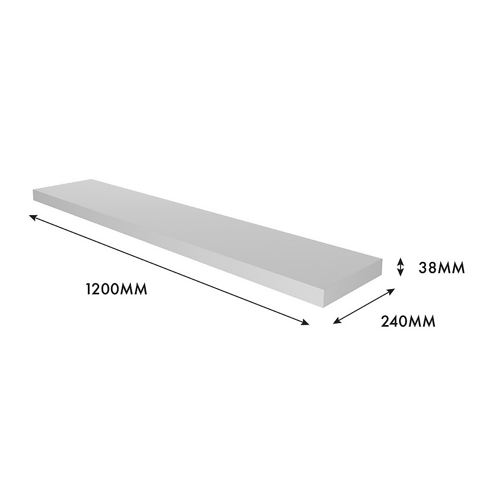 Floating Shelf - White Matt -1200 x 240 x 38mm