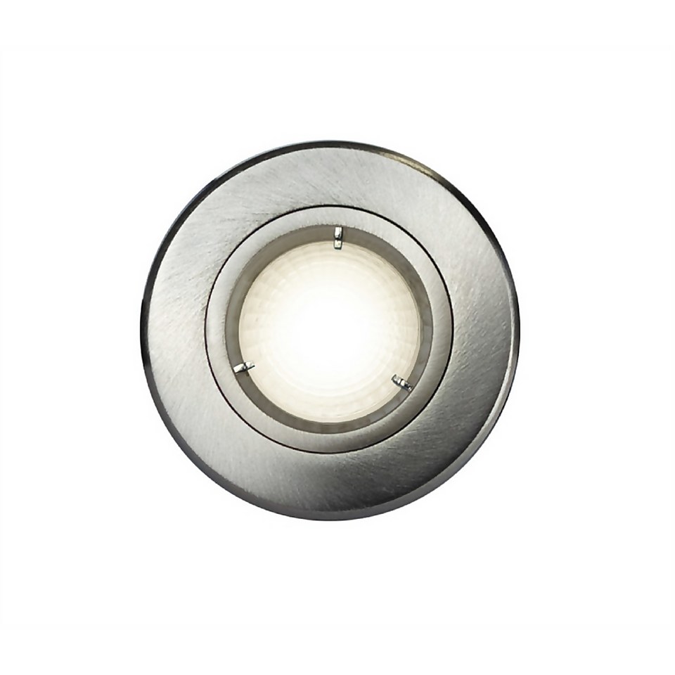 Luceco Lock Ring GU10 IP20 Fixed Downlight - Brushed Steel - 3 Pack