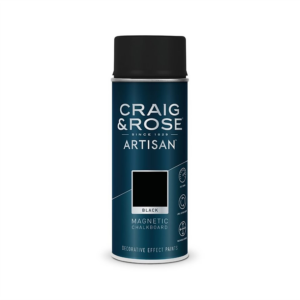 Craig & Rose Artisan Magnetic Chalkboard Spray Paint Black - 400ml