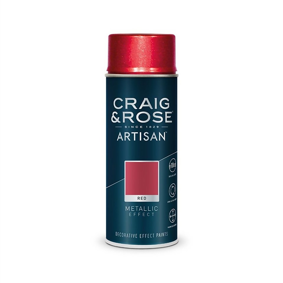 Craig & Rose Artisan Metallic Effect Spray Paint Paint - Red - 400ml