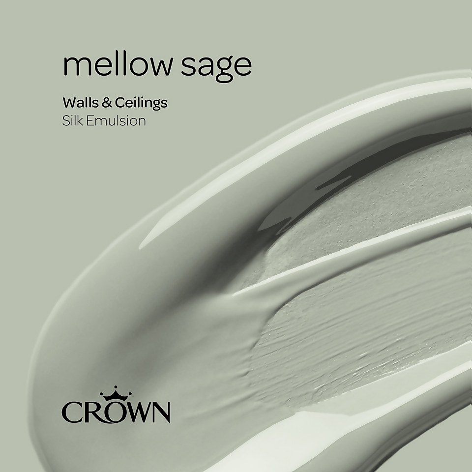 Crown Walls & Ceilings Silk Emulsion Paint Mellow Sage - 2.5L