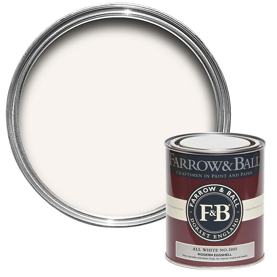 Farrow & Ball Modern Eggshell Paint All White No.2005 - 750ml