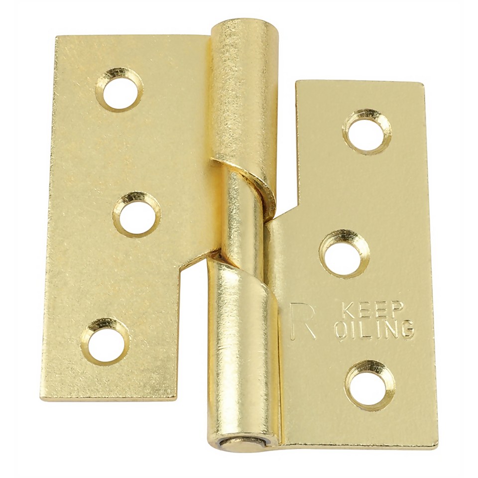 Hafele Right Hand Rising Butt Hinge - Electro Brass - 75 x 70mm - 2 Pack